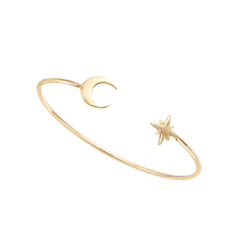 Bracelet Plaqué Or Jonc Lune Etoile Mademoiselle Go 605507