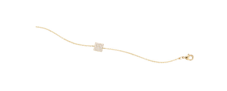 Bracelet Plaqué Or Motif Carré Empierré Mademoiselle Go 605508