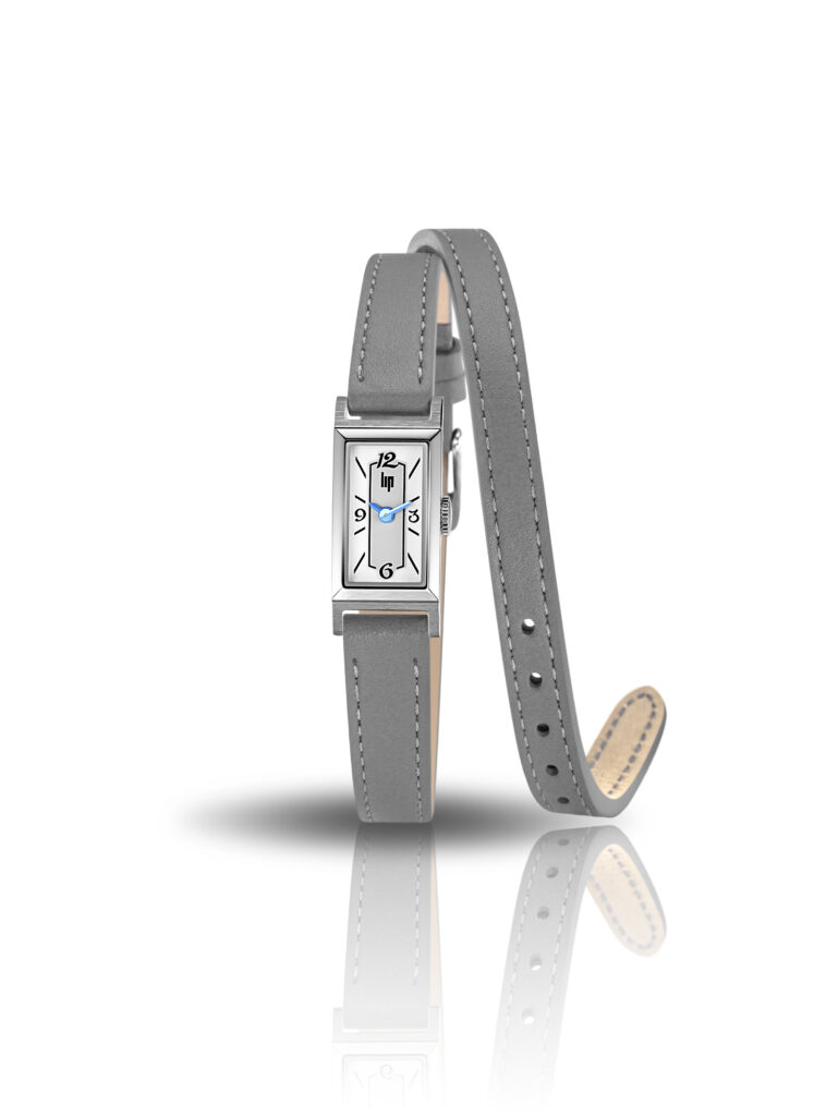 Montre Lip Churchill Femme Rectangulaire Acier Cuir Gris 671208