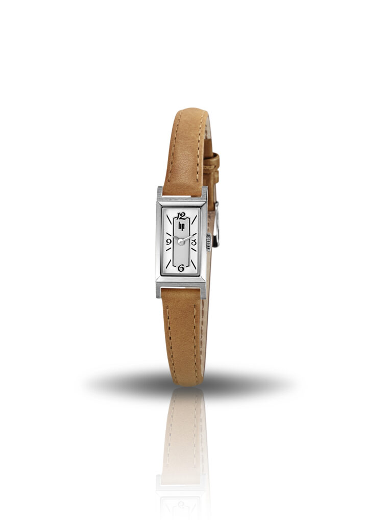 Montre Lip Churchill Femme Rectangulaire Acier Cuir Marron 671214