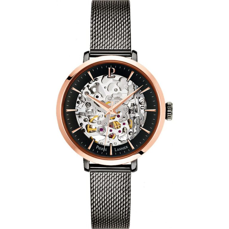 Montre Pierre Lannier Femme Automatique Squelette Acier Rosé Et Noir 314C988