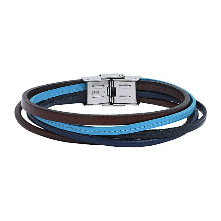 Bracelet Homme Elden Cuir Multi-Fils Noir Bleu Marron BA11-19-TQ-20