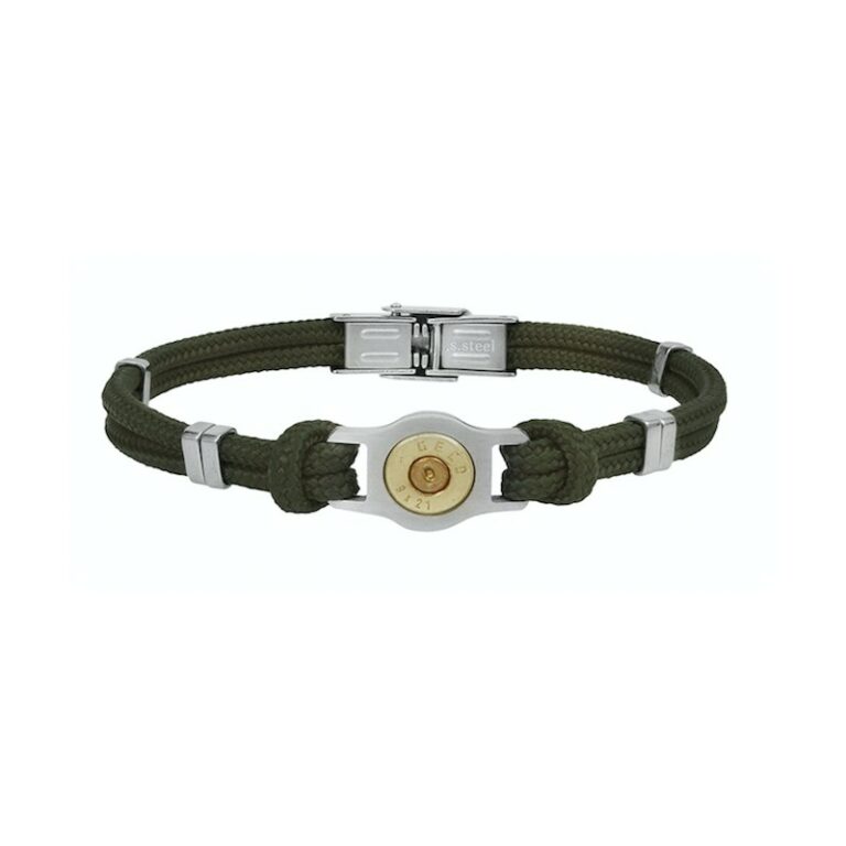 Bracelet Homme Elden Cordon Et Acier Kaki SB007-KAKI