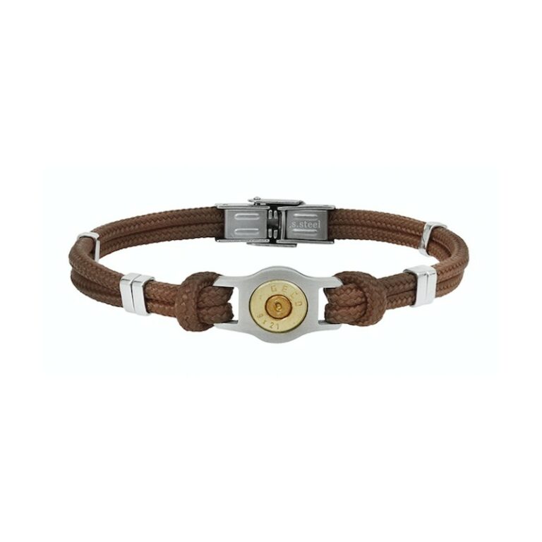 Bracelet Homme Elden Cordon Et Acier Marron SB007-MARRON