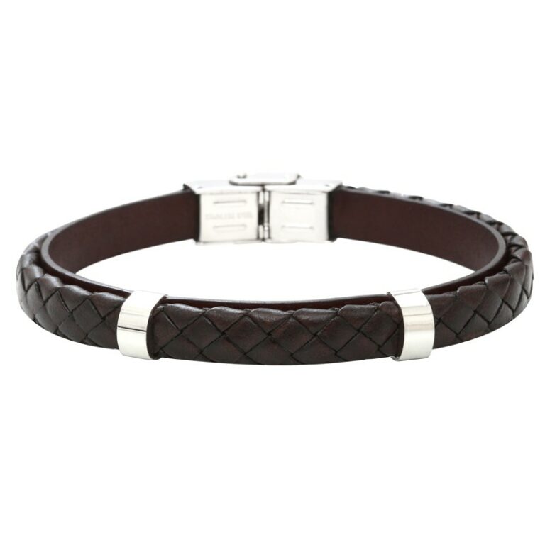Bracelet Homme Elden Cuir Et Acier Noir BA7978