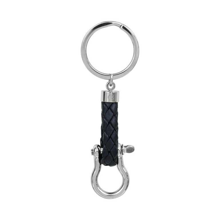 Porte-Clé Elden Acier Et Cuir Bleu Marine PO32-18-BM