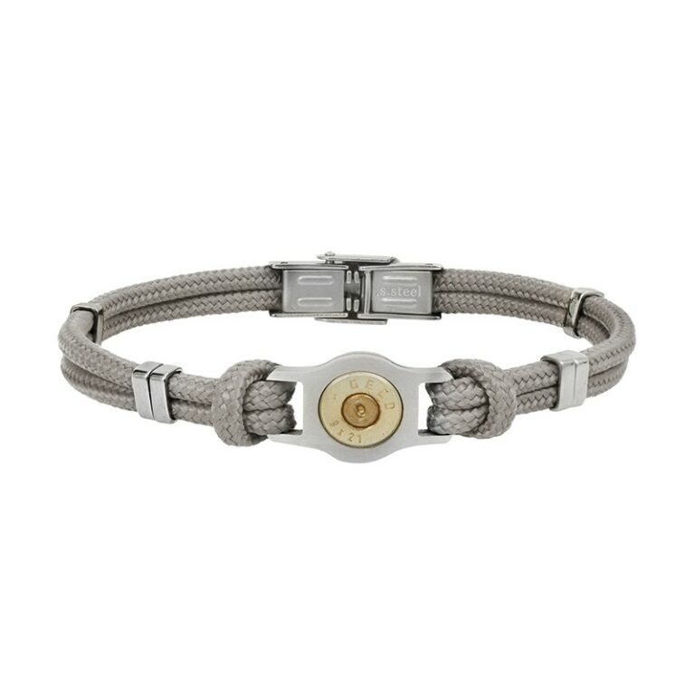 Bracelet Homme Elden Cordon Gris Et Acier Collection Bang Bang SB007-GRIS