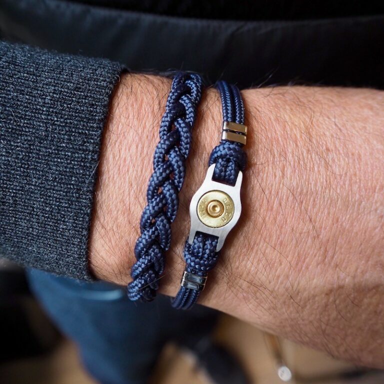 Bracelet Homme Elden Cordon Marine Et Acier Collection Bang Bang SB007-MARINE