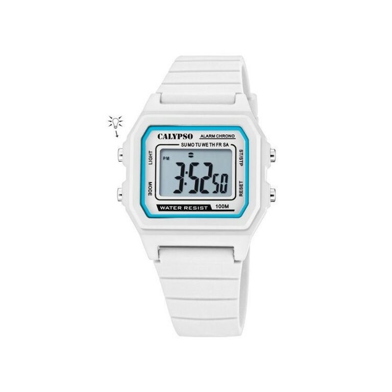 Montre Unisexe Calypso Digitale Blanche Et Bleu Collection Crush K5805/1