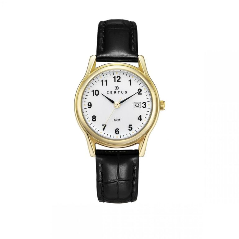 Montre Certus Femme Acier Doré Cuir Noir 646500
