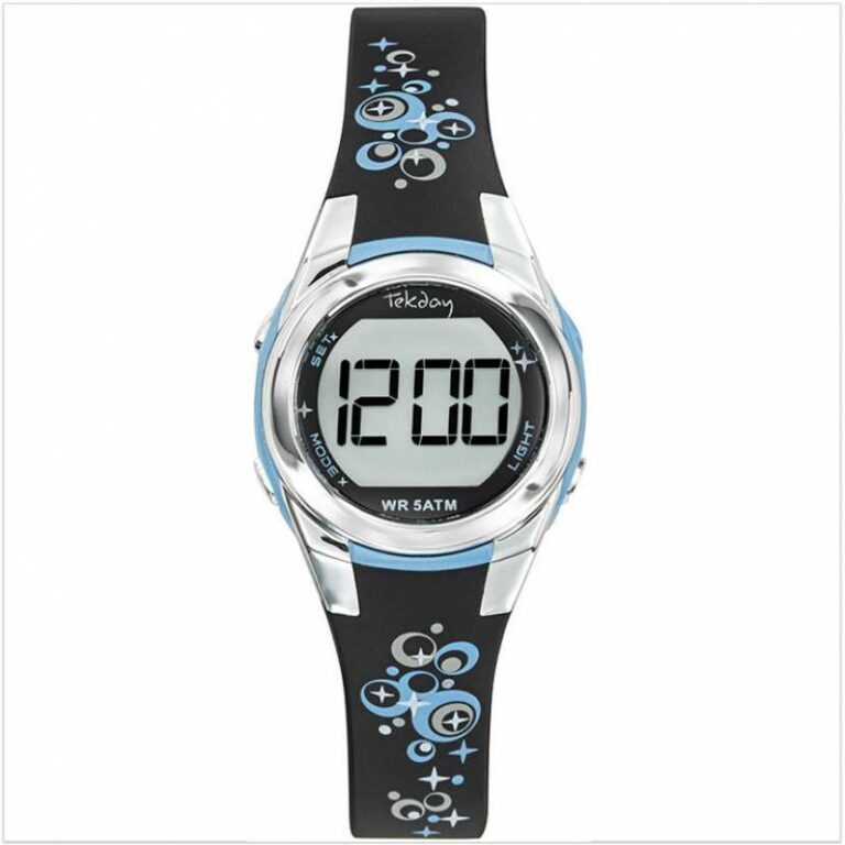 Montre Tekday Fille Digitale Noir Avec Motifs Bleu Ciel 654740