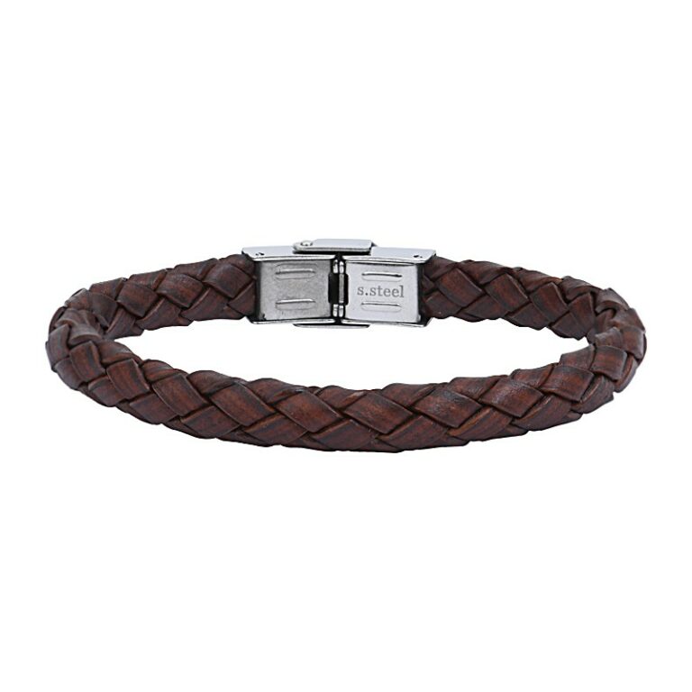 Bracelet Homme Elden Acier Cuir Marron BA27/18-MS