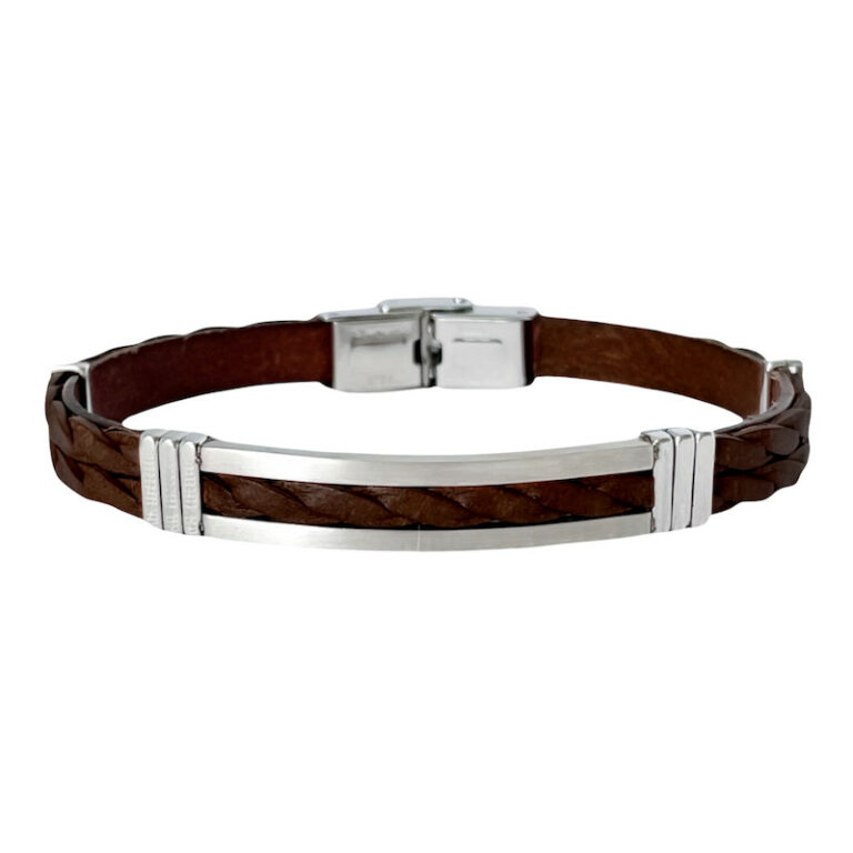 Bracelet Homme Elden Tressé Cuir et Acier BA22/21-MC