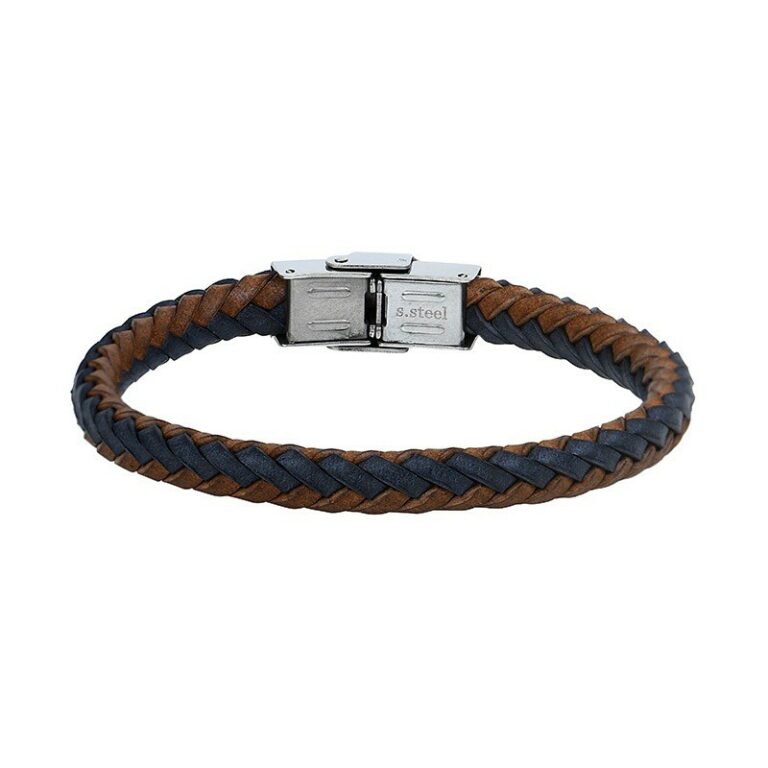 Bracelet Homme Elden Cuir Tressé Bicolore BA29/18-MS/KK