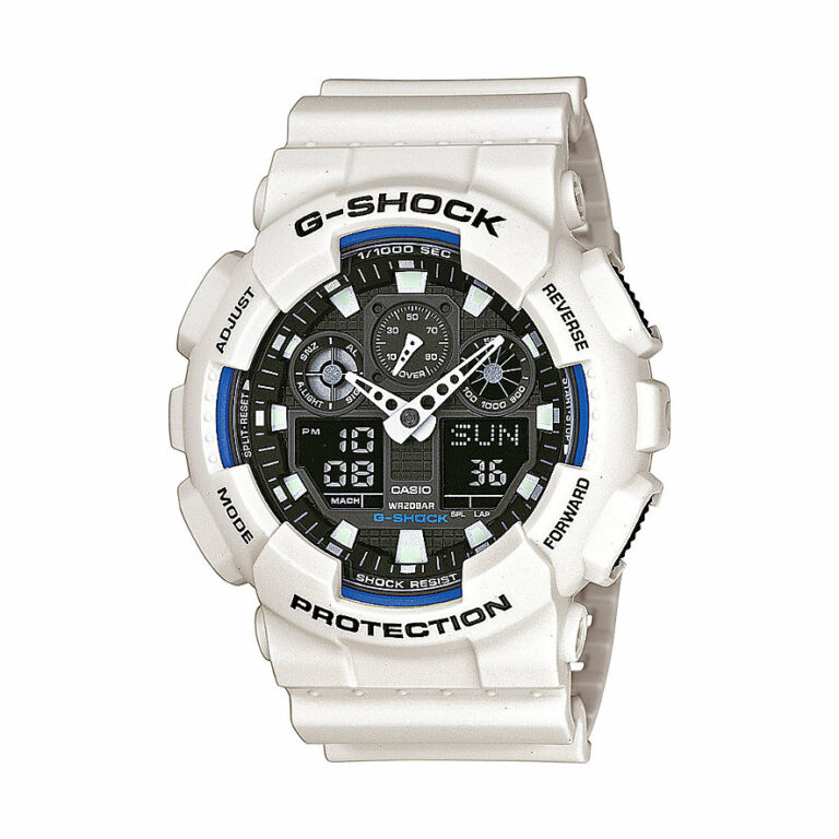 Montre Casio G-Shock Homme Double Affichage Blanche GA-100B-7AER