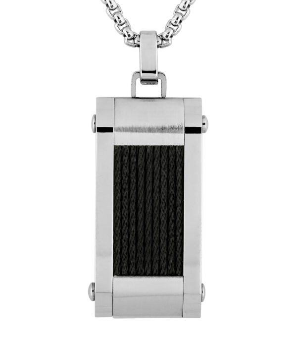 Collier Cargo Homme Acier Et Câble Noir C42003