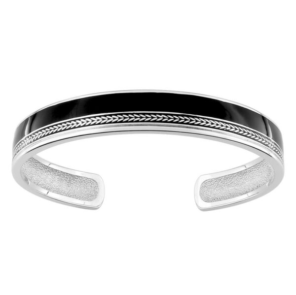 Bracelet Rigide Motif Epi de Blé Homme Murat 1847 Argent et Laque Noire 303165