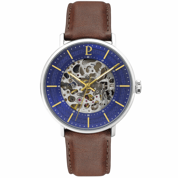 Montre Pierre Lannier Homme Automatique Squelette Cuir Marron Gaius 323C164