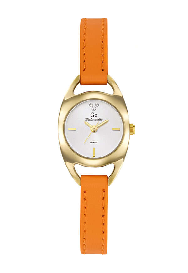 Montre Go Femme Acier Doré Cuir Orange 699376