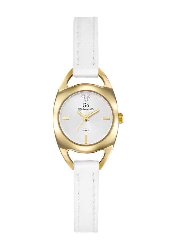 Montre Go Femme Acier Doré Cuir Blanc 699378