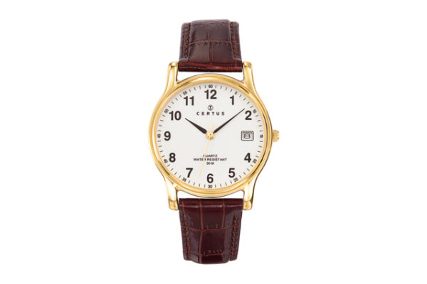 Montre Homme Certus Acier Doré Cuir Marron 611235