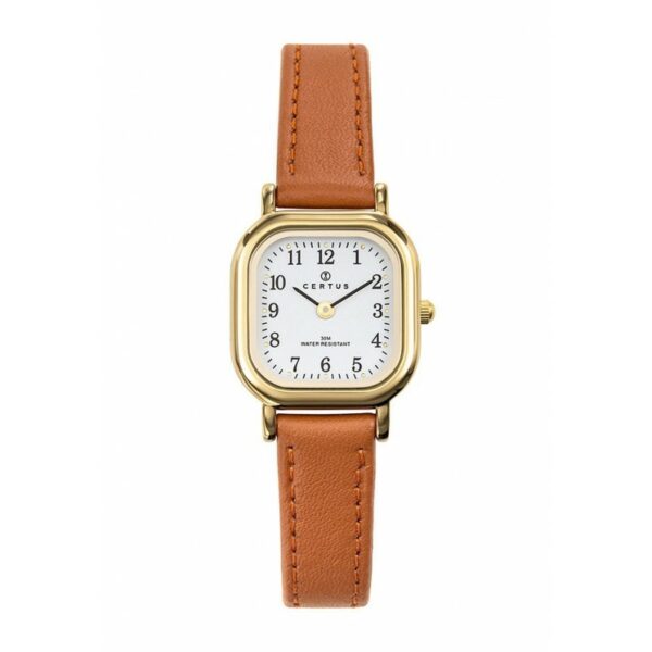 Montre Femme Certus Acier Doré Cuir Orange 646509