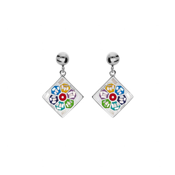 Boucles d'Oreilles Acier Nacre Losange Multicolore 111682