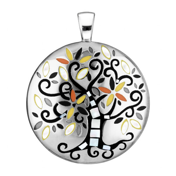 Pendentif Acier Nacre Noir Orange et Jaune 170325J
