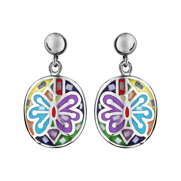 Boucles D'Oreilles Acier Et Nacre Stella Mia Forme Ovale Papillon Multicolore 118641