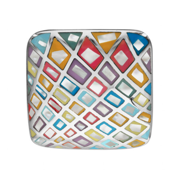 Bague Acier Stella Mia Carré Avec Nacre Couleur Pastel 167226/57