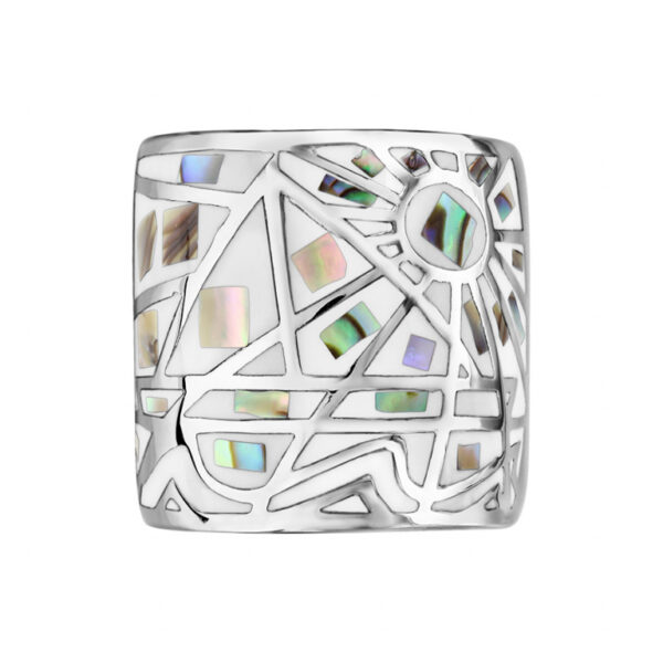 Bague Acier Stella Mia Dégradé Blanc Intérieur Et Nacre Blanche 167752/54