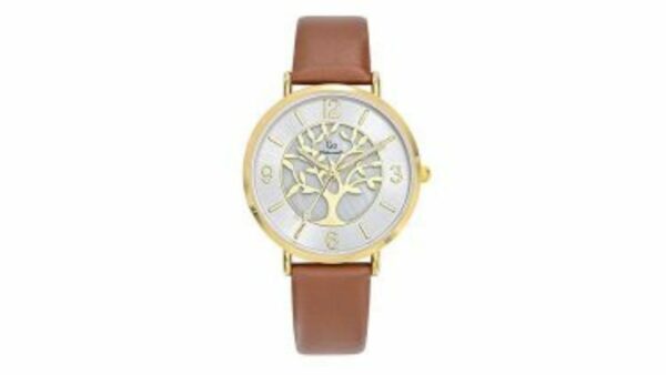 Montre Go Femme Acier Doré Arbre De Vie Cuir Marron 699504