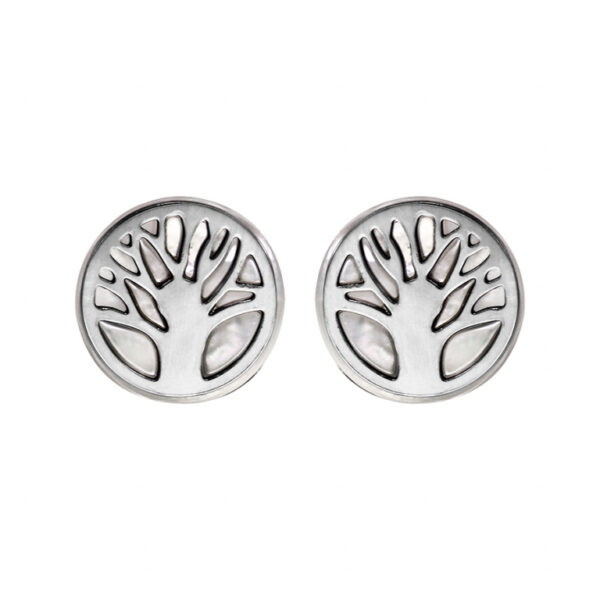 Boucles d'Oreilles Argent et Nacre Arbre De Vie 019407