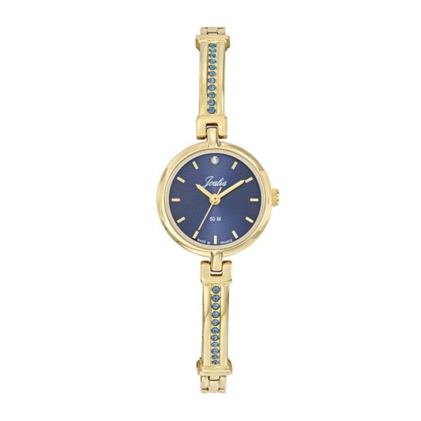 Montre Joalia Femme Ronde Acier Doré et Pierres Bleues 630972