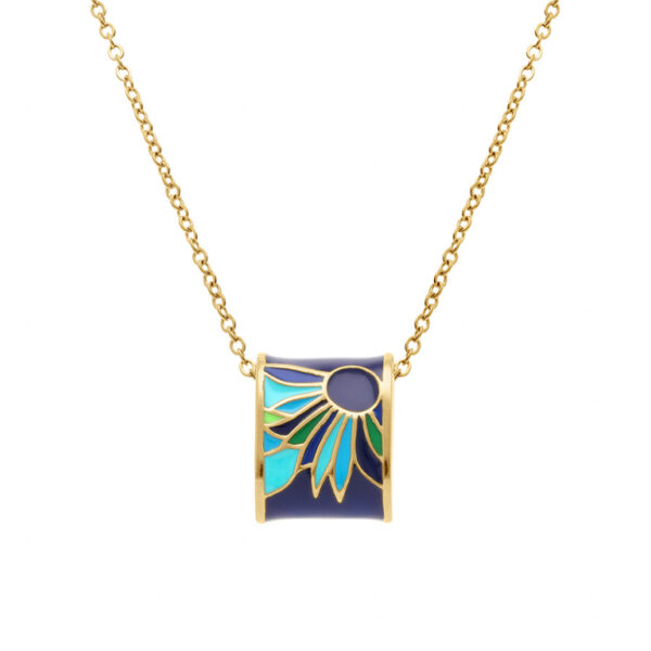 Collier Acier Doré Tournesol Bleu Stella Mia 131130JB