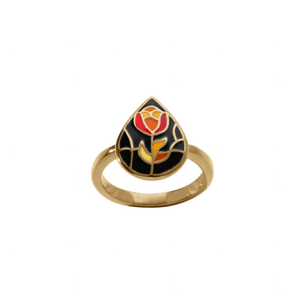 Bague Acier Doré Rose Rouge Stella Mia 160841JN